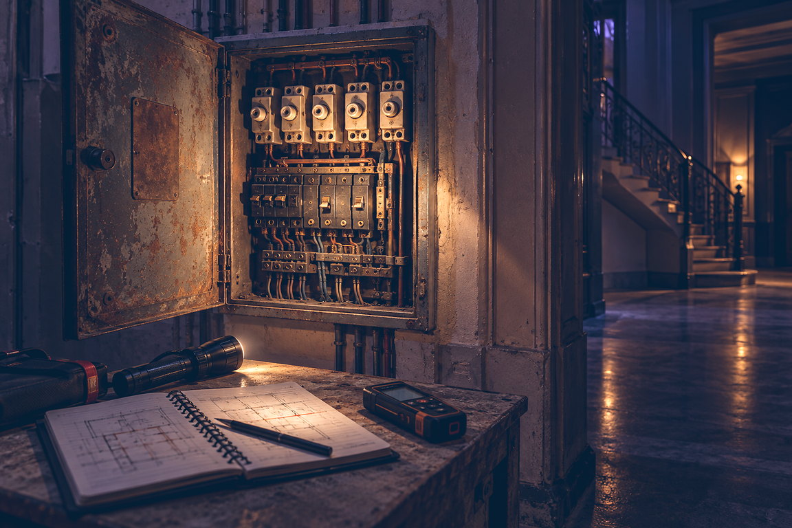 Relevé sur site existant à la lampe torche